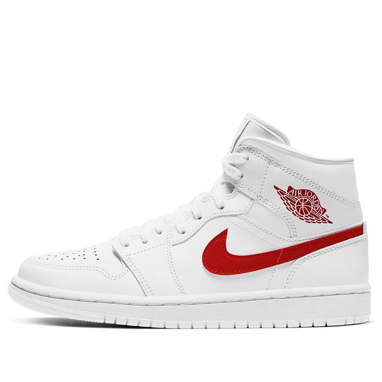 (WMNS) Air Jordan 1 Mid ‘White University Red’ BQ6472-106